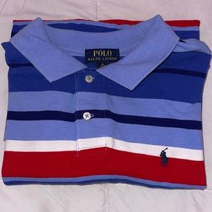 Polo Ralph Lauren short sleeve striped polo. CHILD XL ADULT SMALL/MEDIUM